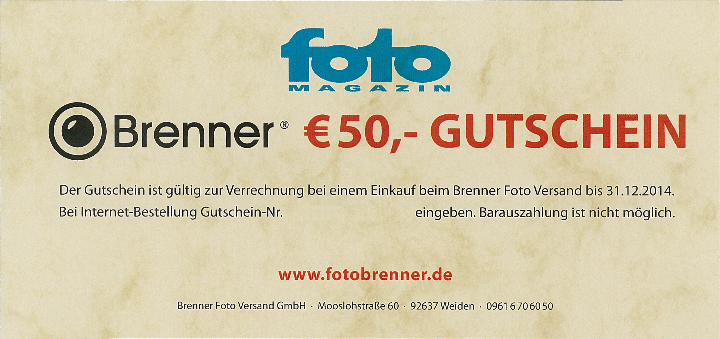 Brenner Gutschein 50 EUR